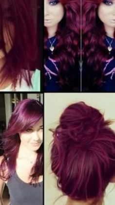 Pelo Color Borgoña, Merlot Hair Color, Maroon Hair, Hair Color And Cut