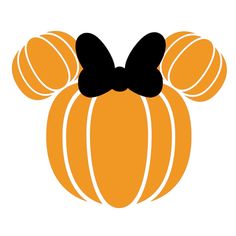 an orange with a black bow on it's head and two smaller balls in the shape of a pumpkin