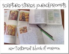 an open book with pictures of people on it and the words, new testament & book of mormon