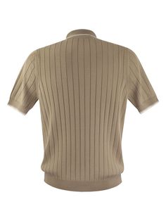 This polo shirt in pure cotton crepe yarn with flat rib is the epitome of sophistication and style. The elegant texture of the flat-ribbed knit, along with the ribbed trims on the collar, cuffs, and hem, adds a touch of class to the garment. The contrasting striped cuffs and collar bring a modern element to the design, making it a versatile, high-quality choice for any wardrobe. Flat rib knit Sail collar Short round sleeves Ribbed collar, cuffs, and bottom hem Contrasting striped cuffs and colla Elegant Texture, Burberry Shop, Versace Shop, White Beige, Lace Boots, Women Collection, Size Clothing, Clothes For Sale, Pure Cotton