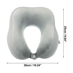 an inflatable neck pillow is shown with measurements