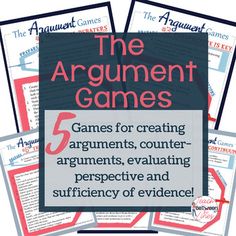 the argument games for children and adults with four different types of text on each page