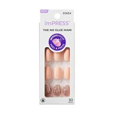 The NO GLUE Mani! imPRESS Press-On Nails are slim and super comfortable gel nails that look & feel like your natural nails. With imPRESS Super Hold Adhesive, you'll achieve a professional looking manicure in minutes. Just Peel, Press & GO! From irresistible colors to matte & chrome finishes - adorned with glitter, 3D crystals, colored stones, and more - imPRESS is always on trend, with options galore. Inspired by designer & pop culture trends, we've got the looks to love. Size: short, oval.  Color: Beige. Press On Nails Design, Impress Nails, 3d Crystal, Nails Design, Natural Nails, Get The Look, Press On Nails, Stone Color, Gel Nails