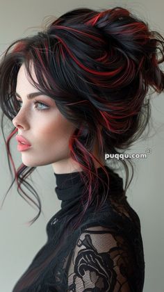 #cooperbalayagebrunettes #fluffybobblackwomen #ιδεεςγιακουρεματα #warmhoneyblonde #crazyhairday 4b Curls, Black Hair With Red Highlights, Maquillage Goth, Edgy Vibes, Black Red Hair, Hair Color Underneath, Peekaboo Hair, Gothic Hairstyles, Goth Hair