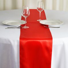 12x108 Red Satin Table Runner#whtbkgd Tulle Table Runner, Coral Wedding Decorations, Satin Table Runner, Coral Table, Tulle Table, Red Tablecloth, Red Runner, Dinner Party Table, Catering Ideas