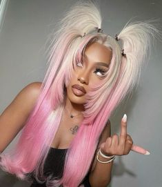 Easy Wig Styles, Pink Lace Wig, Coloured Wigs, Dolly Hair, Future Hairstyles, Lace Fronts, Y2k Hairstyles, Colourful Hair, Kpop Concert