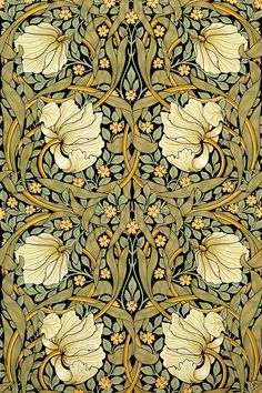 an intricately designed wallpaper with flowers and leaves