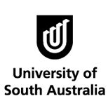 the university of south australia logo is shown in black and white, with an oval on top