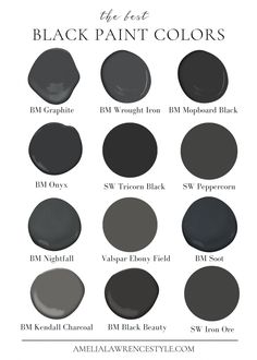 the best black paint colors to use in your home or office, including dark grays and