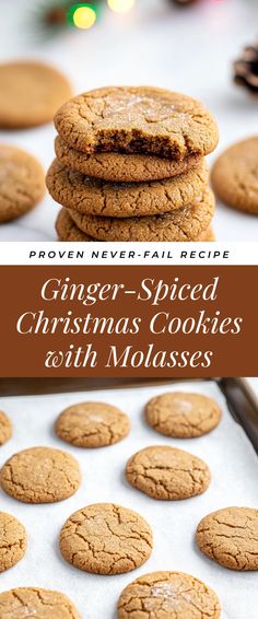 Image for Ginger-Spiced Christmas Cookies with Molasses Christmas Cookies Molasses, Ginger Molasses Christmas Cookies, Oatmeal Ginger Molasses Cookies, Spiced Cookies Christmas, Ginger Christmas Cookies, Ginger Spice Cookie Recipe, Cookies With Molasses, Molasses Ginger Cookies, Christmas Shortbread Cookies