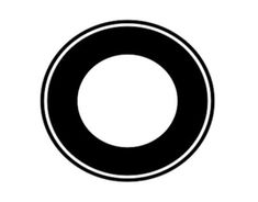 a black and white circle with the letter o in it's center, on a white background