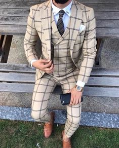 Luxury Fitted Plaid Suit, Tailored Plaid Three-piece Suit For Formal Occasions, Luxury Plaid Three-piece Classic Suit, Classic Plaid Fitted Three-piece Suit, Luxury Fitted Plaid Three-piece Suit, Checkered Suit, Best Suits For Men, Free Ride, Slim Fit Suit Men