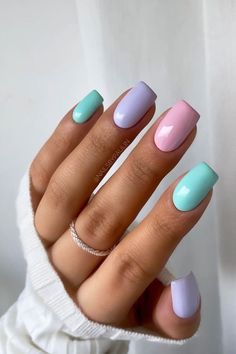 Easter Colored Nails, Nail Options, Nail Board, Nagel Tips, Short Acrylic, Sparkly Nails, Pastel Nails