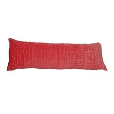 a red pillow with an alligator skin pattern on the front and back, sitting on a white background