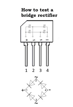 the diagram shows how to test a bridge rectifier