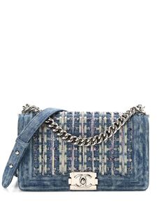 circa 2018 indigo blue/multicolour denim tweed panelling signature gourmette-chain shoulder strap foldover top signature Boy push-lock fastening main compartment silver-tone hardware Condition: GOOD. This previously owned and used item is in good condition with minimal signs of use. This may include fading of material or plating and scratches. Purchasing this item continues its narrative and reduces the environmental impact by avoiding the use of new resources needed to make the product from scratch, such as water, materials and electricity, and avoiding additional manufacturing impact. Learn more about what makes a product Conscious on our Conscious Criteria page Egyptian Inspired Jewelry, Boy Chanel, Egyptian Inspired, Chanel Brand, Denim Outfits, Chanel Shoulder Bag, Shopping Chanel, Chanel 2, Ballet Pumps