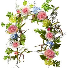 the letter o is made up of flowers and leaves