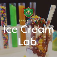 an ice cream lab with chocolate frosting and sprinkles