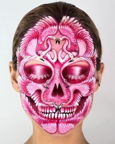 Flamingo Face Paint, Flamingo Friday, Makeup Inspired, Halloween Makeup Ideas, Makeup Face Charts