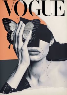 a magazine cover with a woman holding a butterfly over her face and the words'voge'on it