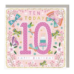 10th birthday card Age Birthday Cards, Butterfly Birthday Cards, Butterfly Kids, Girl Birthday Cards, Butterfly Birthday, Kids Birthday Cards, Plastic Card, Pretty Cards, 10th Birthday