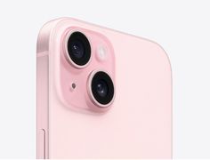 an iphone camera is shown on the back of this pink apple phone, with two cameras attached