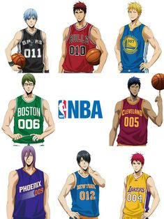 the six basketball players are wearing their uniforms for each team's upcoming game, which is