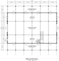 the first floor plan for an apartment building, with several sections labeled in black and white