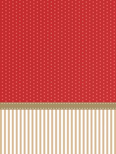 a red and beige striped background with polka dots on the bottom, in two different colors