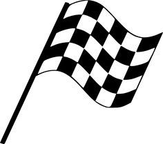 a black and white checkered flag flying in the wind