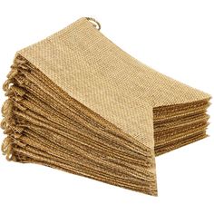 a stack of burlocked napkins on top of each other in gold