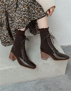 Loana Women's Fashion Leather Boots | Ultrasellershoes.com – Ultra Seller Shoes Block Heels Boots, Fall Boots Outfit, Winter Boots Outfits, Pretty Shoes Sneakers, Tailored Clothes, Fashion Shoes Sandals, Block Heel Boots, Boots Women Fashion, Heels Boots