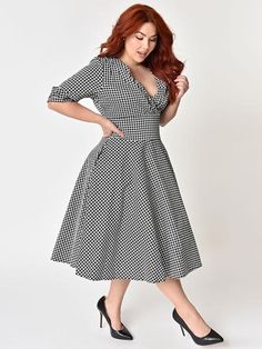 Vintage Outfits Classy 1950s, 1950s Costumes, Costumes Unique, Plus Size Retro Dresses, Ankara Outfits, Plus Size Black Dresses, 1950s Outfits, Plus Size Summer Dresses, Vintage Plus Size