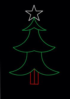 a drawing of a christmas tree with a star on it's top and bottom