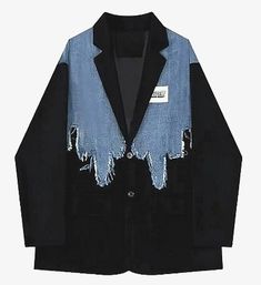 Reconstructed Denim, Fashion Denim Jacket, Denim Jacket Fashion, Diy Jacket, Twin Outfits, Jeans Diy, Denim Jacket Women, Fashion Seasons, Mixing Fabrics