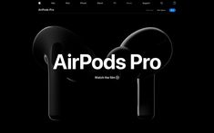 the airpods pro website is shown in black