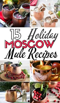 holiday moscow mule recipe collage with text overlay