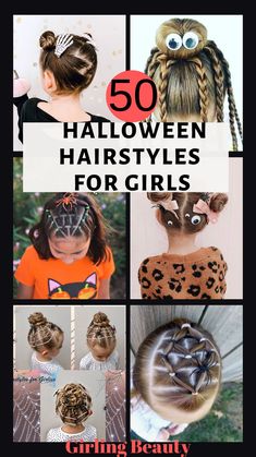 Cute Spooky Hairstyles, Halloween Hairstyles Ideas, Toddler Hairstyles Girl Halloween, Kid Halloween Hairstyles, Cute Easy Halloween Hairstyles, Fun Kid Hairstyles, Toddler Halloween Hairstyles Girl, Crazy Halloween Hair For Kids, Halloween Girl Hairstyles