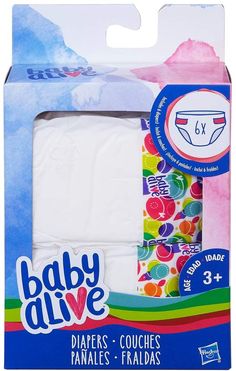 the baby alive diapers are packaged in a box