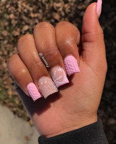 Nail Ideas Short Blue, Square Acrylic Nails Short, Nail Ideas Short, Nail Ideas For Short Nails, Nails Trend, Sweater Nails