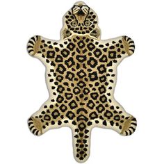 an animal shaped rug with leopard print on it