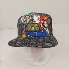 a hat with an image of mario on it