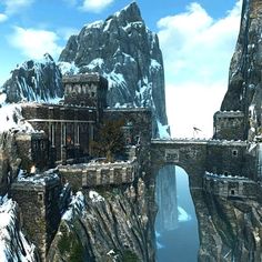 Mountain Fortress, Dwarven City, Mountain City, Port City, Castle Designs, 다크 판타지, Fantasy City, Fantasy Castle, Fantasy Setting