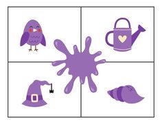 an image of purple things in the shape of wizard's hats and beaks