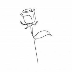 a single line drawing of a rose on a white background with the word love written in it