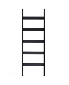 an empty black ladder against a white background