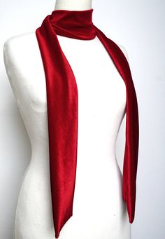 "Red Velvet Skinny Scarf - NEW - two sizes available This shimmering lush scarf is an easy way to incorporate this season's velvet trend. Give your look an instant pop of color with this luxuriously soft scarf. The deep, lush velvet will ensure that you will not need any extra jewelry when you want to drees up. You can wear this versatile scarf tied around your neck, as a chokerand, as a headban, use it as an accent for a bag, wrist, hat, ankle, for business or casual wear and style upgrade, thi Luxury Red Vintage Scarf, Scarf Mockup, Shape Photography, Velvet Trend, Hair Bands Diy, Concert Attire, Red Shawl, Headband Turban, Velvet Scarf