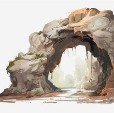 Eyes Digital Painting, Cave Interior Concept Art, Cave Entrance Art, Cave Clipart, Cave Concept Art, Cave Illustration, Interior Concept Art, Cave Room, Cave Painting