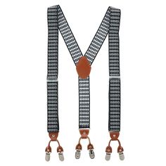 These dressy suspenders have a beautiful contrasting design between its leather and Aztec pattern. The double clip-ends easily attach to the pants and provide a fashionable look while also supporting your pants. Made of Elastic Leather Braces, Button Suspenders, Mens Braces, Red Suspenders, Braces Suspenders, Suspender Clips, Mens Wearhouse, Suspenders Men, Leather Suspenders