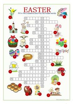 an easter crossword puzzle with pictures and words